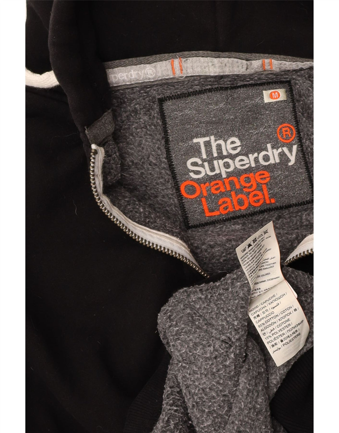 SUPERDRY Pull à capuche zippé pour homme en coton noir moyen