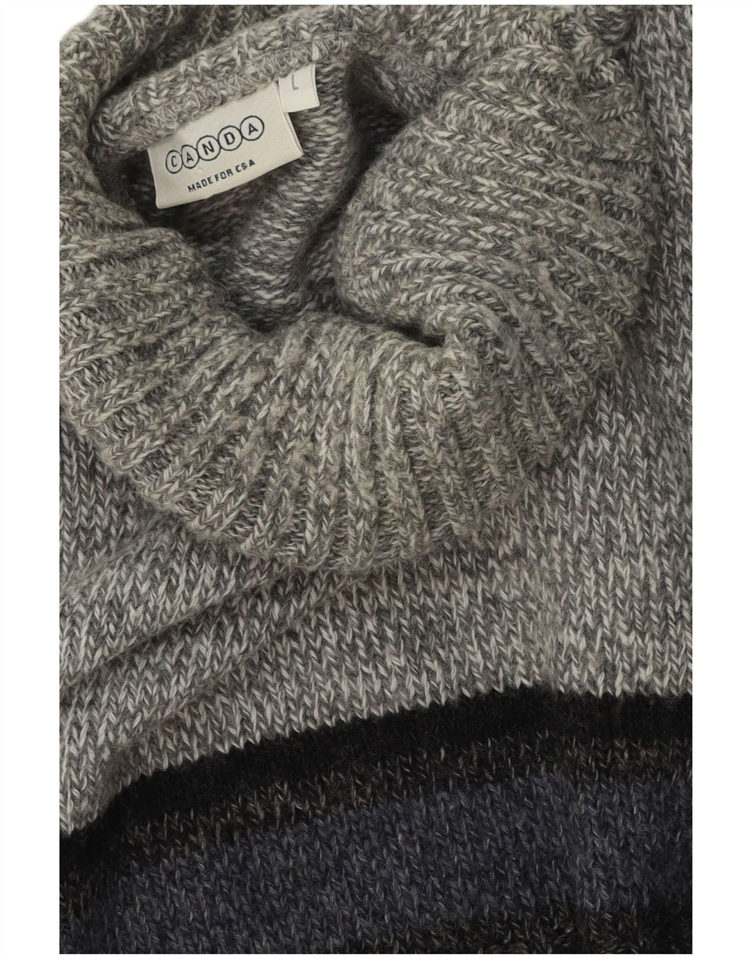 C&A Pull Canda Roll Neck Jumper Homme Gris Colorblock