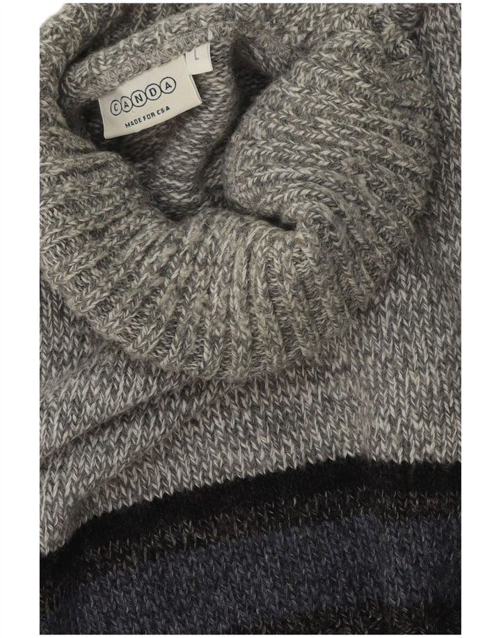 C&A Pull Canda Roll Neck Jumper Homme Gris Colorblock