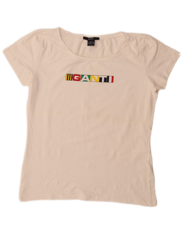 Gant T-Shirt Graphique Femme Top UK 20 2XL Blanc Coton