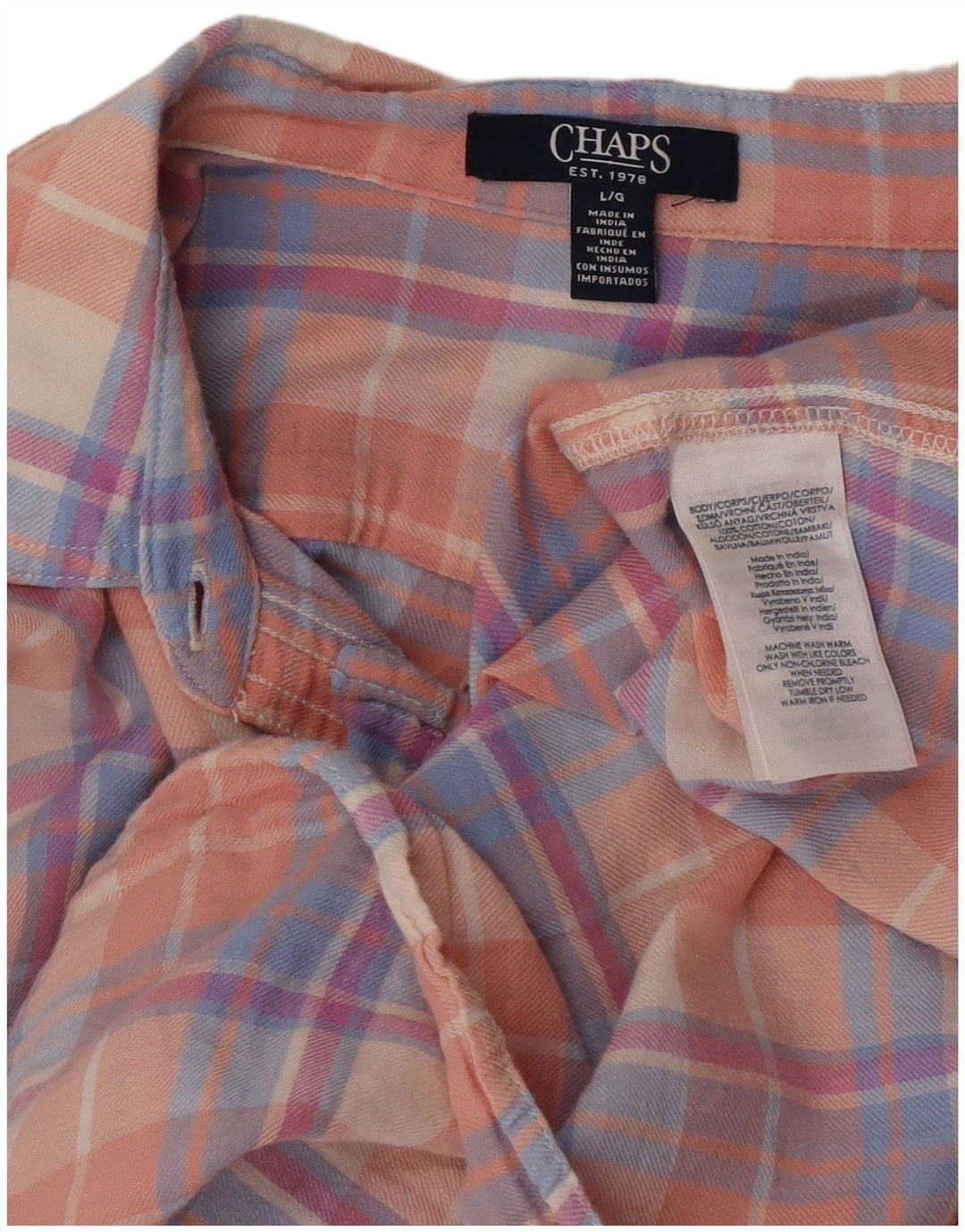 Chaps Chemise en flanelle pour femme UK 16 Grand coton à carreaux rose