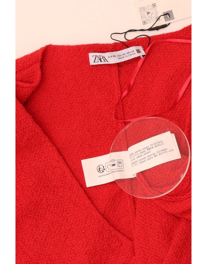 Zara Femme Haut Oversize Manches 3/4 UK 6 XS Rouge Polyester