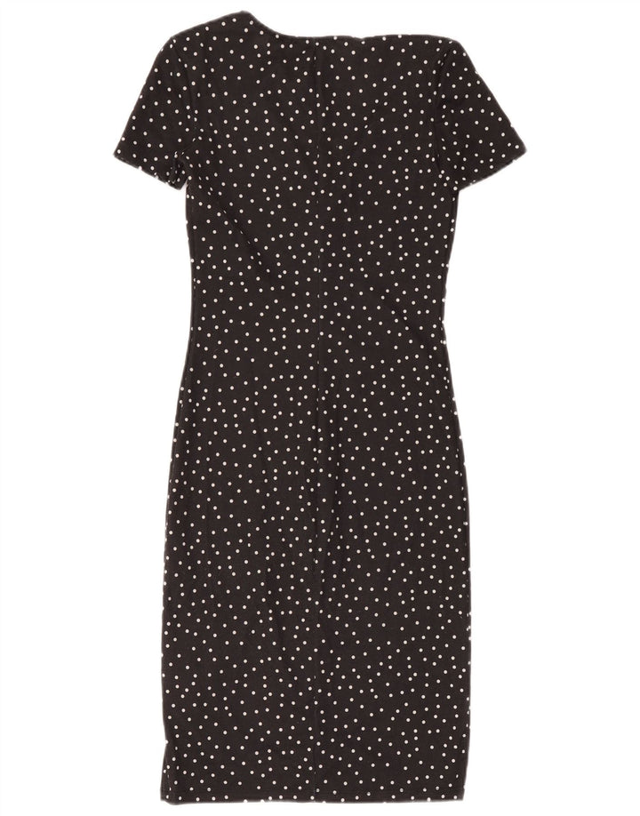 Zara Femme Robe Fourreau UK 8 Petit Noir À Pois Polyester