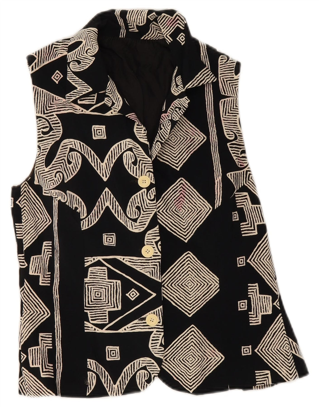 gilet femme vintage UK 8 Petit Noir Géométrique