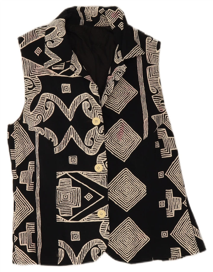 gilet femme vintage UK 8 Petit Noir Géométrique