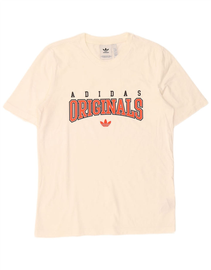 Adidas T-shirt graphique pour hommes, petit haut en coton blanc