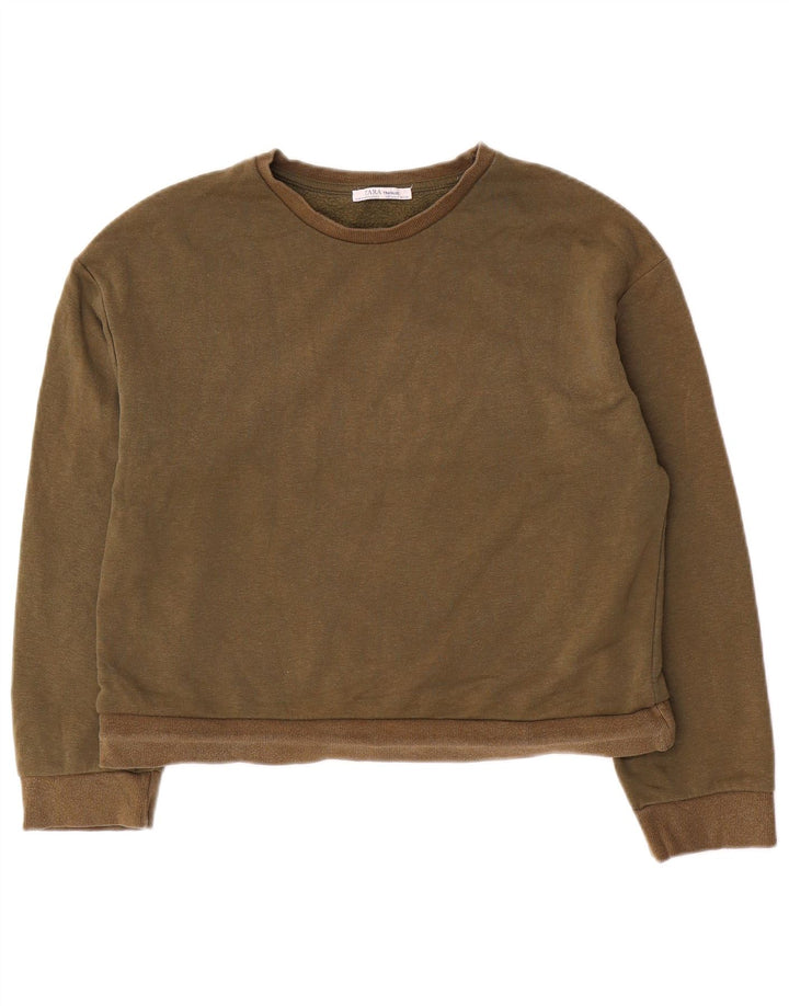 Zara Sweat-shirt surdimensionné pour femme UK 10 Petit coton kaki