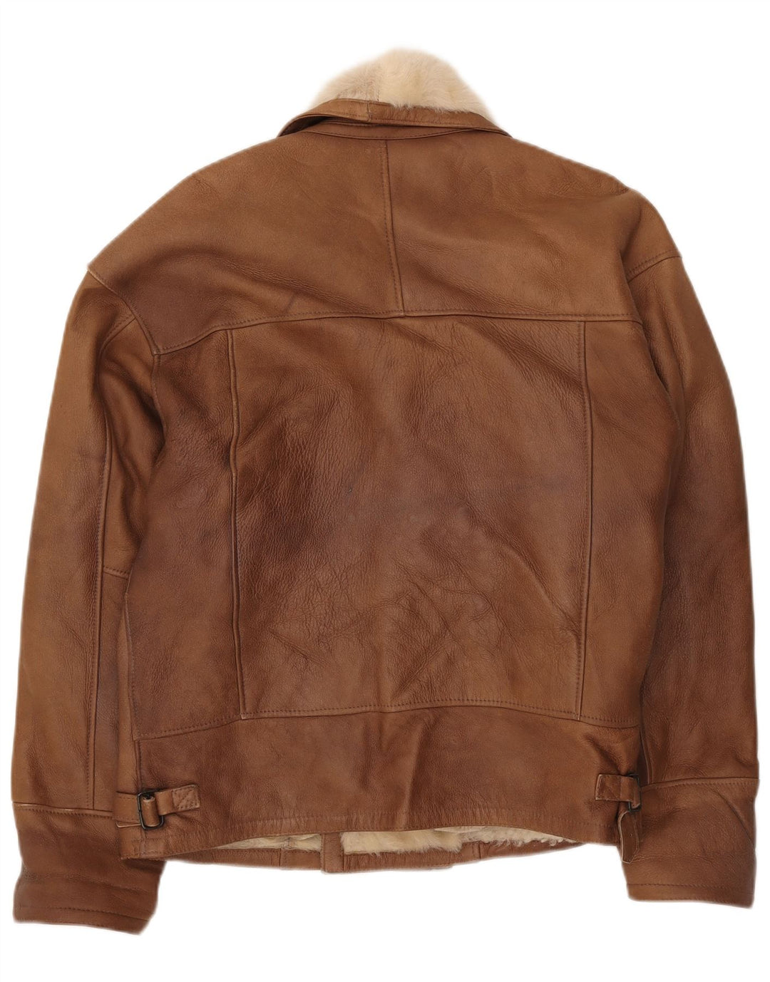 Vintage Veste en peau de mouton croisée pour homme UK 40 Large Marron Colourblock