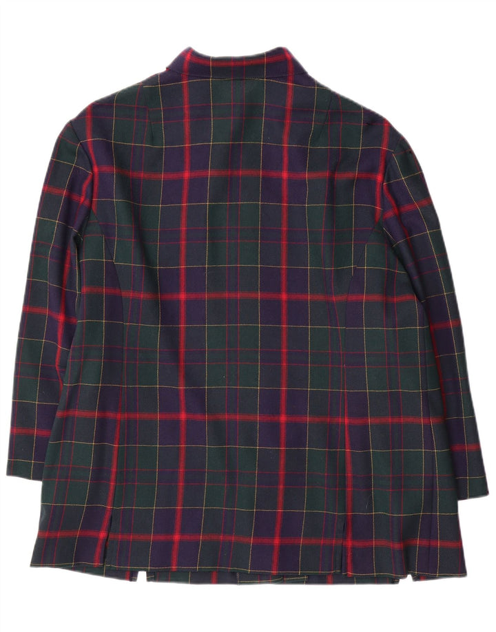 MARKWALD Veste blazer à manches 3/4 pour femme 7 boutons UK 18 XL Bleu marine à carreaux