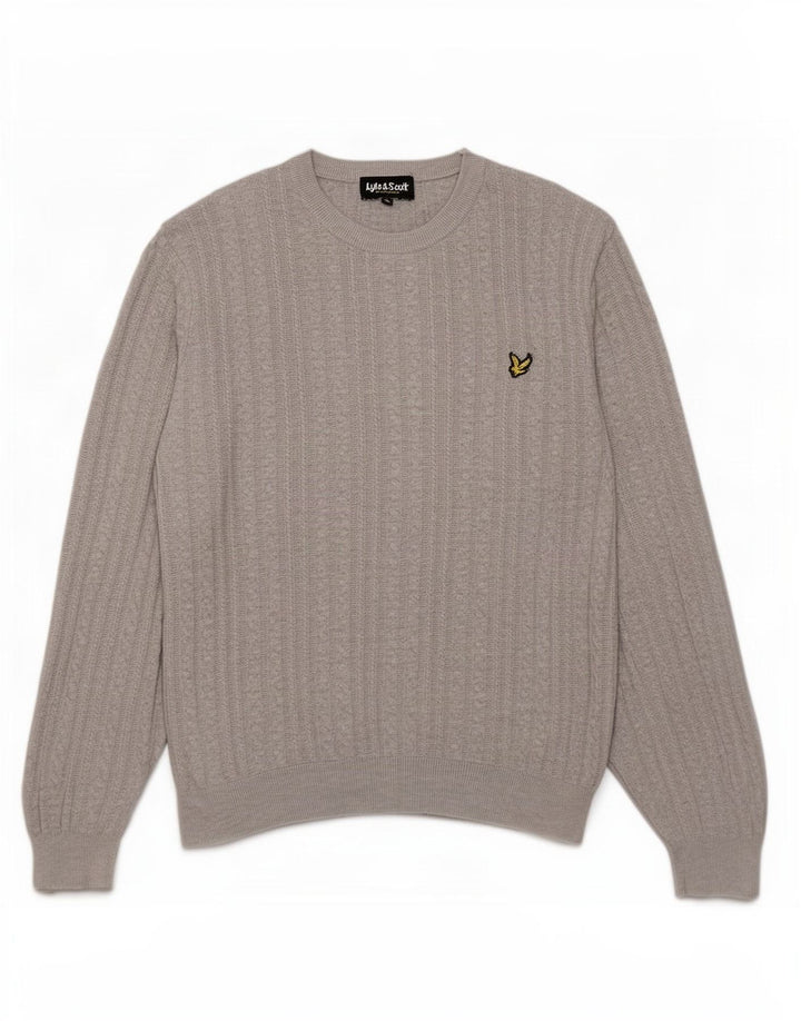 Lyle & Scott Pull à col rond pour homme en coton gris Taille L