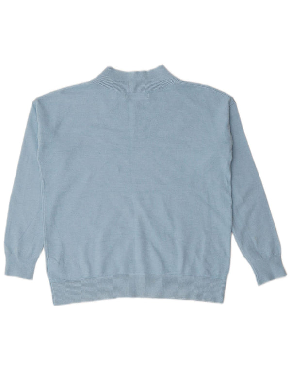 Marks & Spencer Pull surdimensionné à col en V pour femme UK 6 XS Bleu Viscose