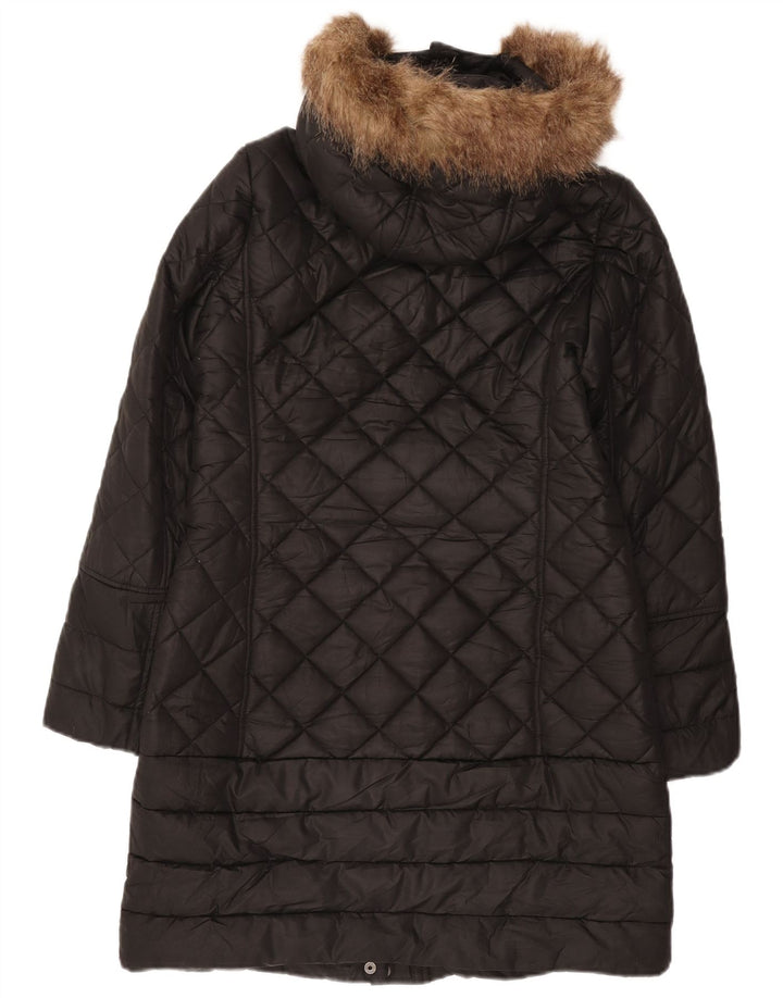 Joules Manteau matelassé à capuche pour femme UK 10 Petit Noir Polyester