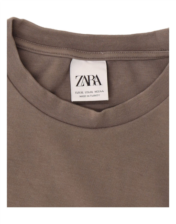 ZARA Mens T-Shirt Top XL Grey Vintage Zara and Second-Hand Zara from Messina Hembry 