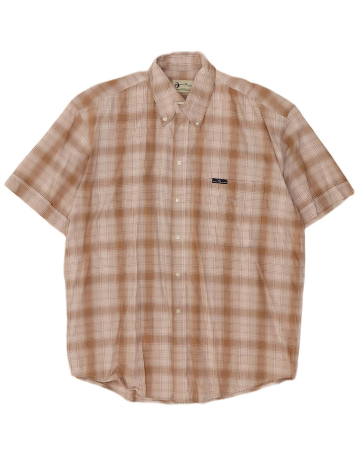 SERGIO TACCHINI Chemise Manches Courtes Homme Grand Carreau Beige Coton