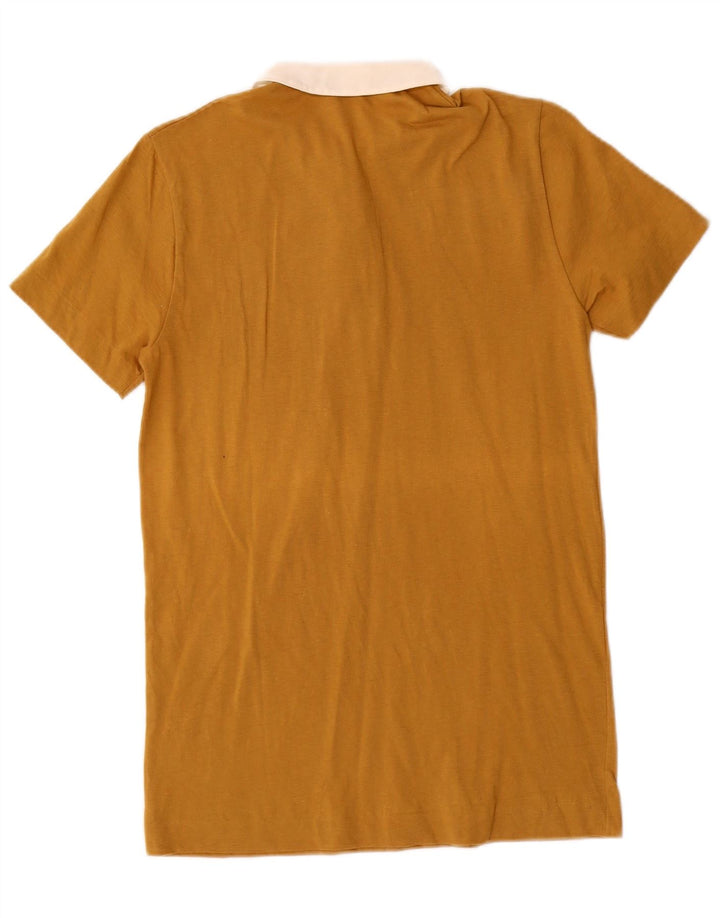 BENETTON Polo Femme UK 6 XS Marron Colorblock Coton