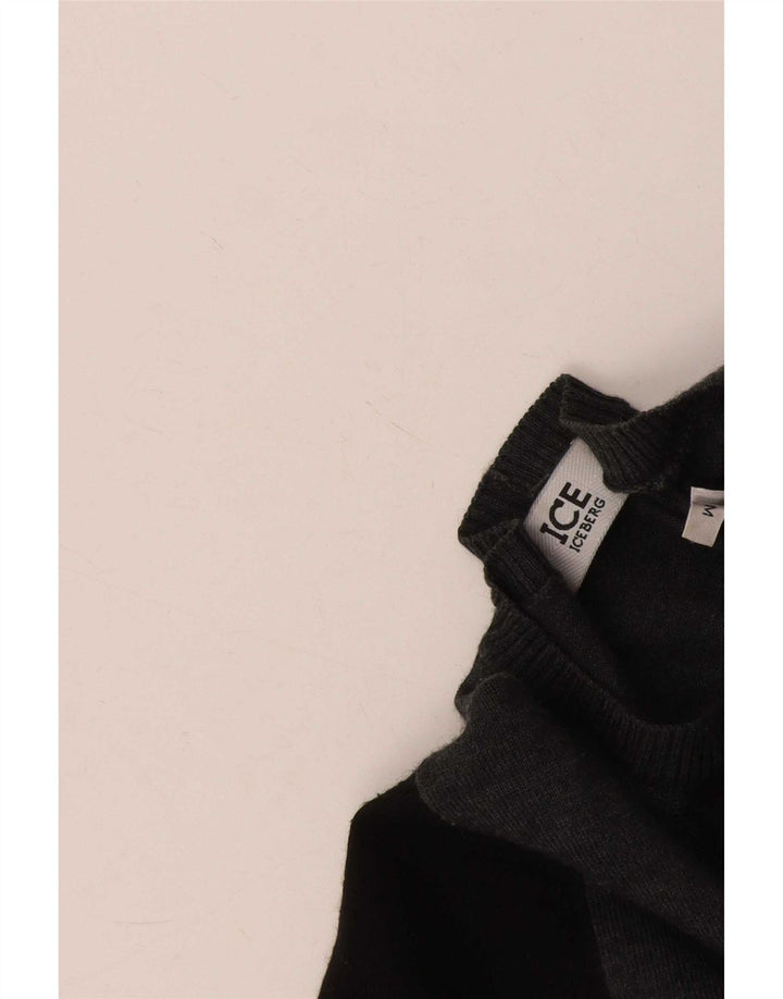Iceberg Pull à col rond pour homme en laine color block noir moyen