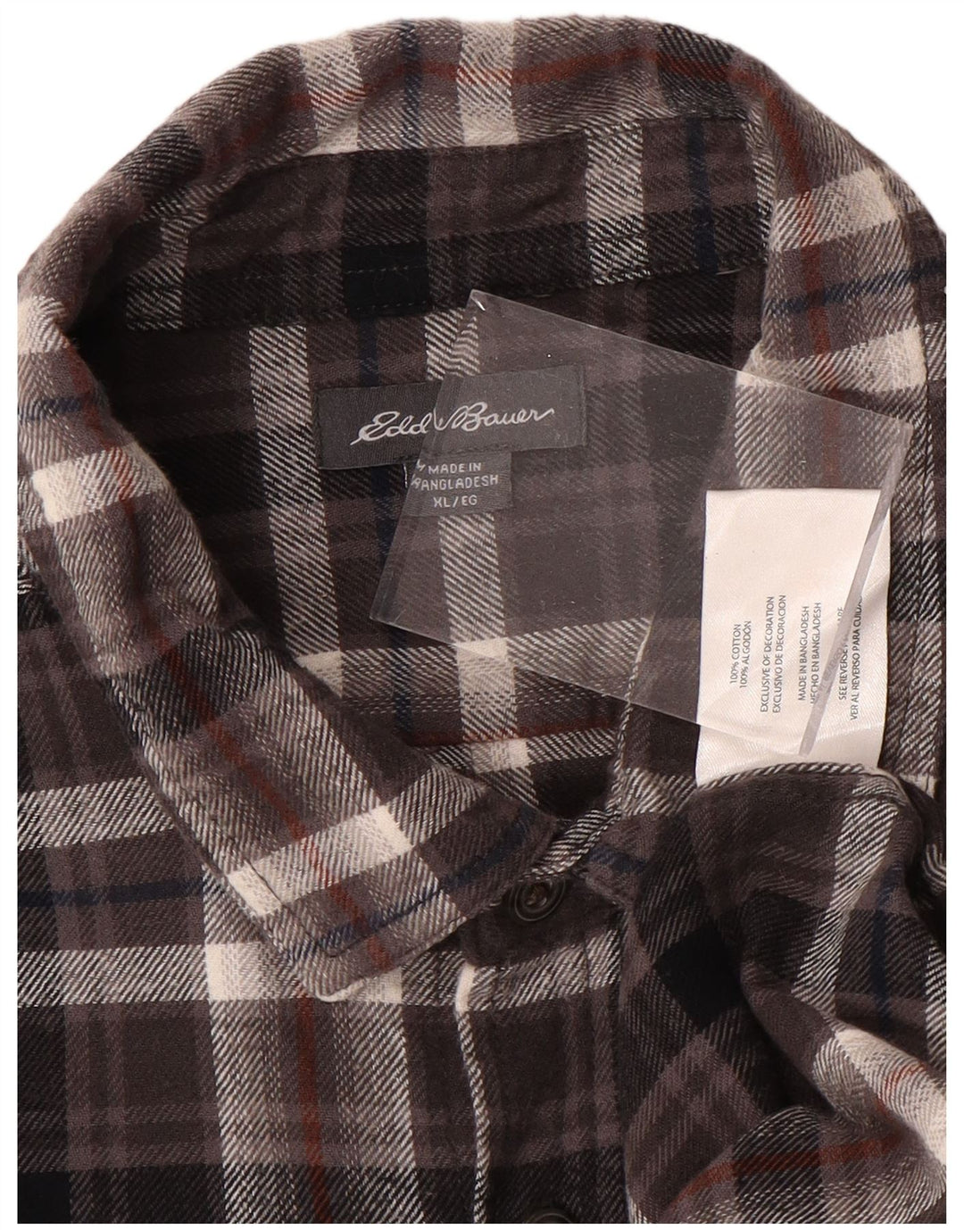 EDDIE BAUER Chemise en flanelle à carreaux pour hommes XL en coton à carreaux marron