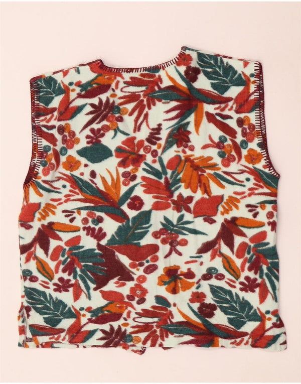 gilet polaire femme vintage UK 14 Grand Floral multicolore