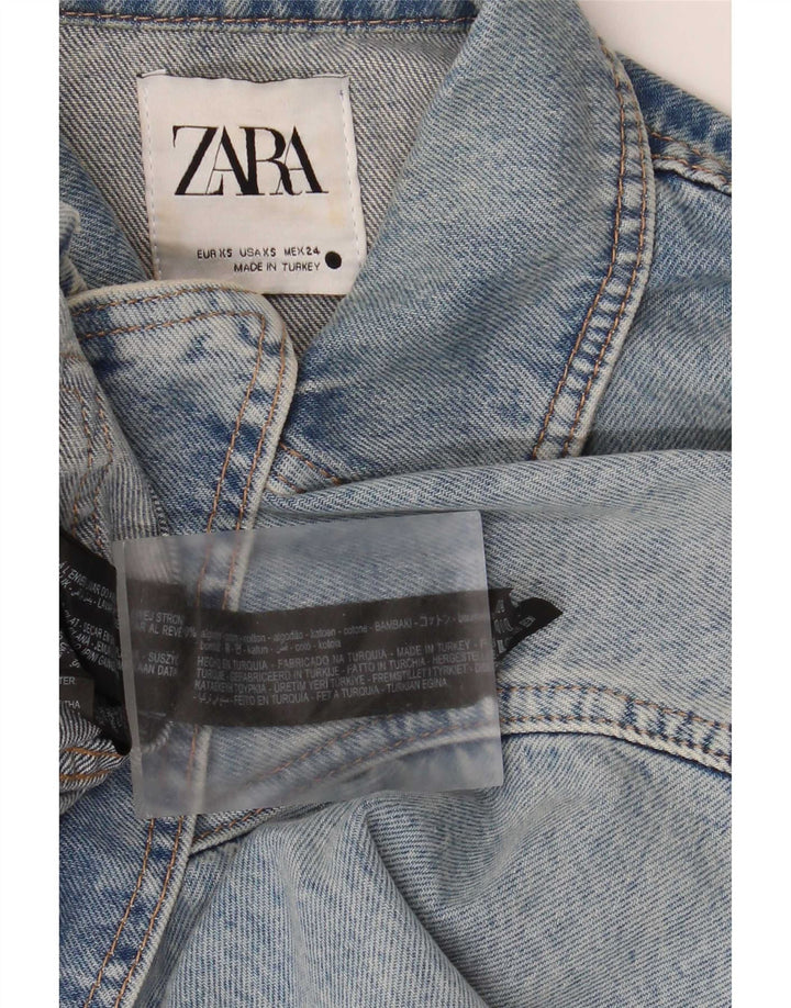 Zara Veste en jean surdimensionnée pour femme UK 6 XS Bleu Coton