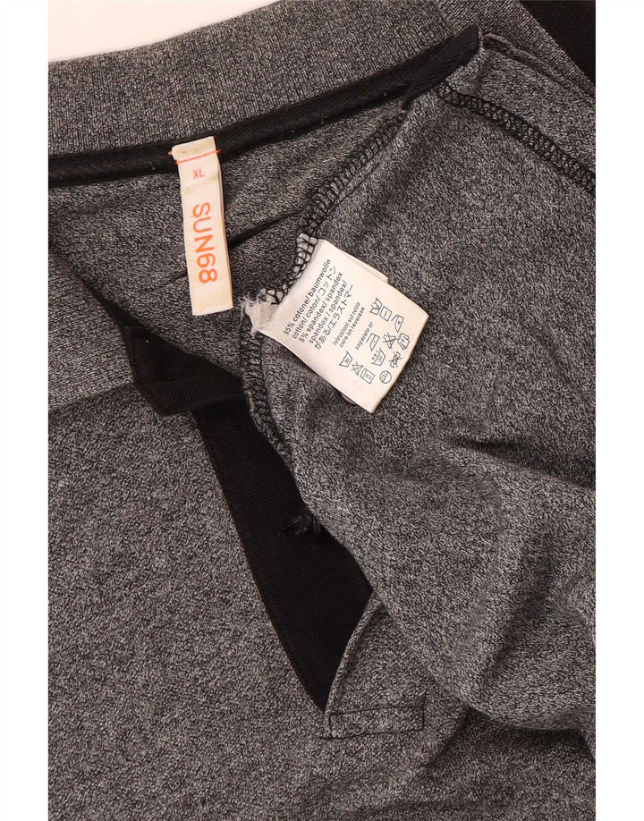 Sun68 Polo à manches longues pour homme XL en coton gris