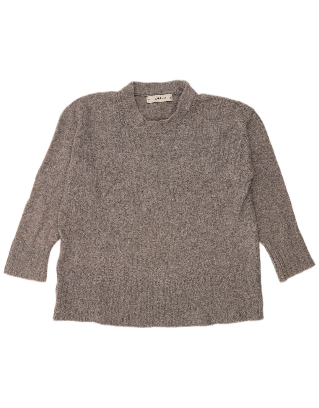 Zara Pull surdimensionné à col roulé pour femme UK 10 Petit gris moucheté
