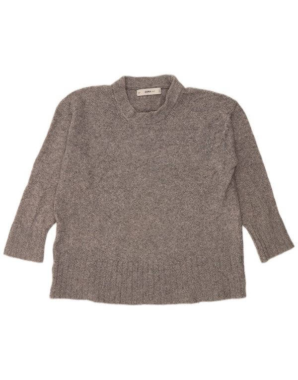 Zara Pull surdimensionné à col roulé pour femme UK 10 Petit gris moucheté