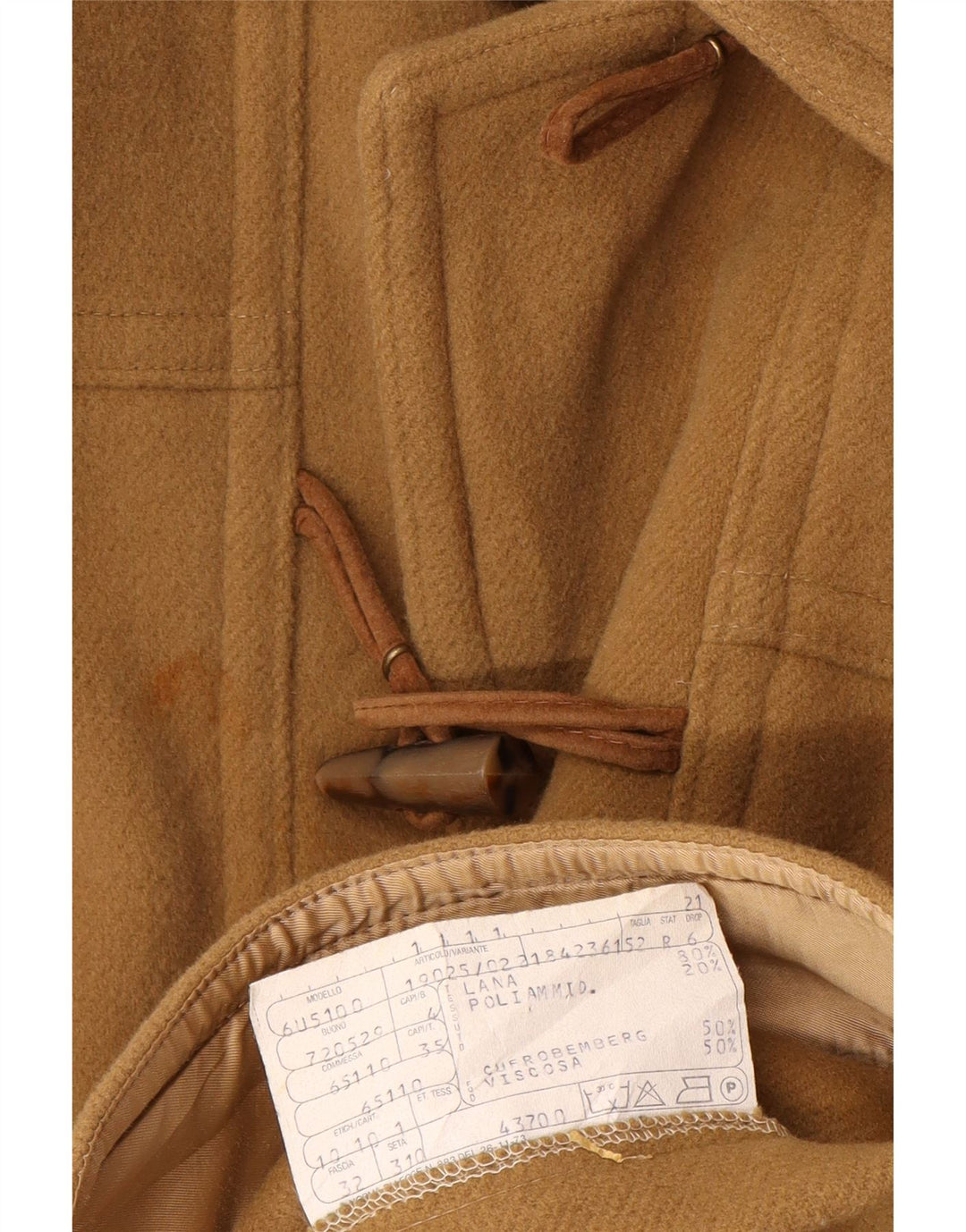VINTAGE Duffle Coat à capuche pour homme IT 52 XL Laine Beige