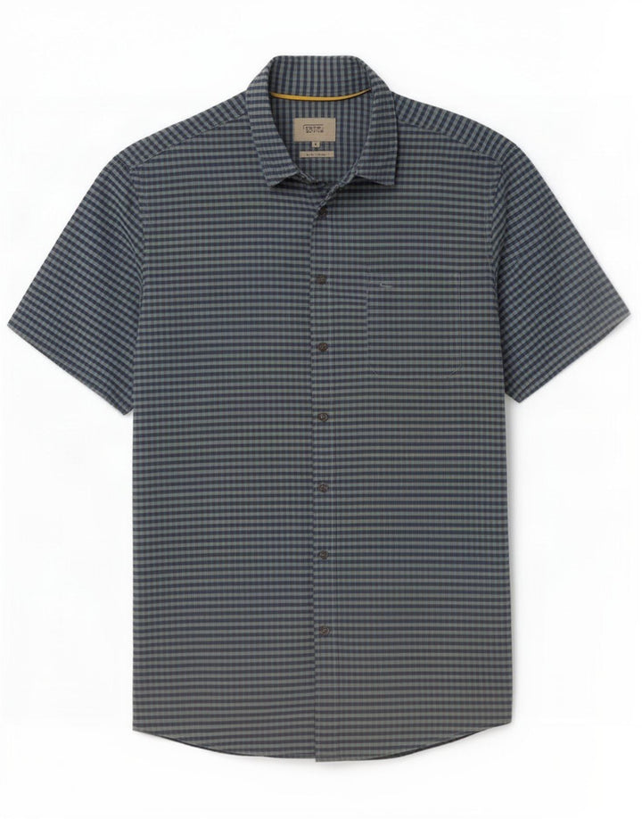 Camel Active Chemise à manches courtes pour hommes, coupe régulière, vichy bleu marine moyen