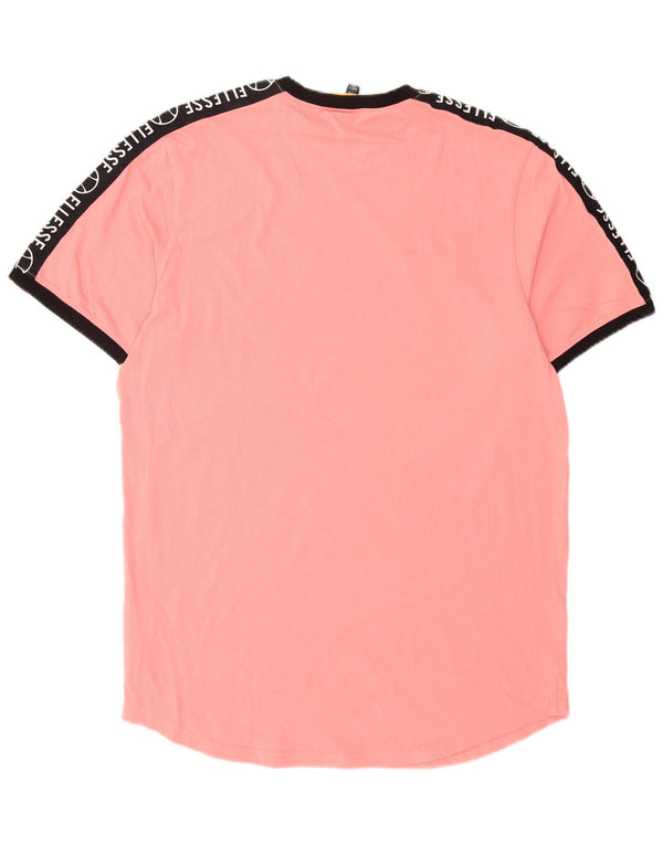 Ellesse T-shirt graphique pour homme 2XL en coton color block rose