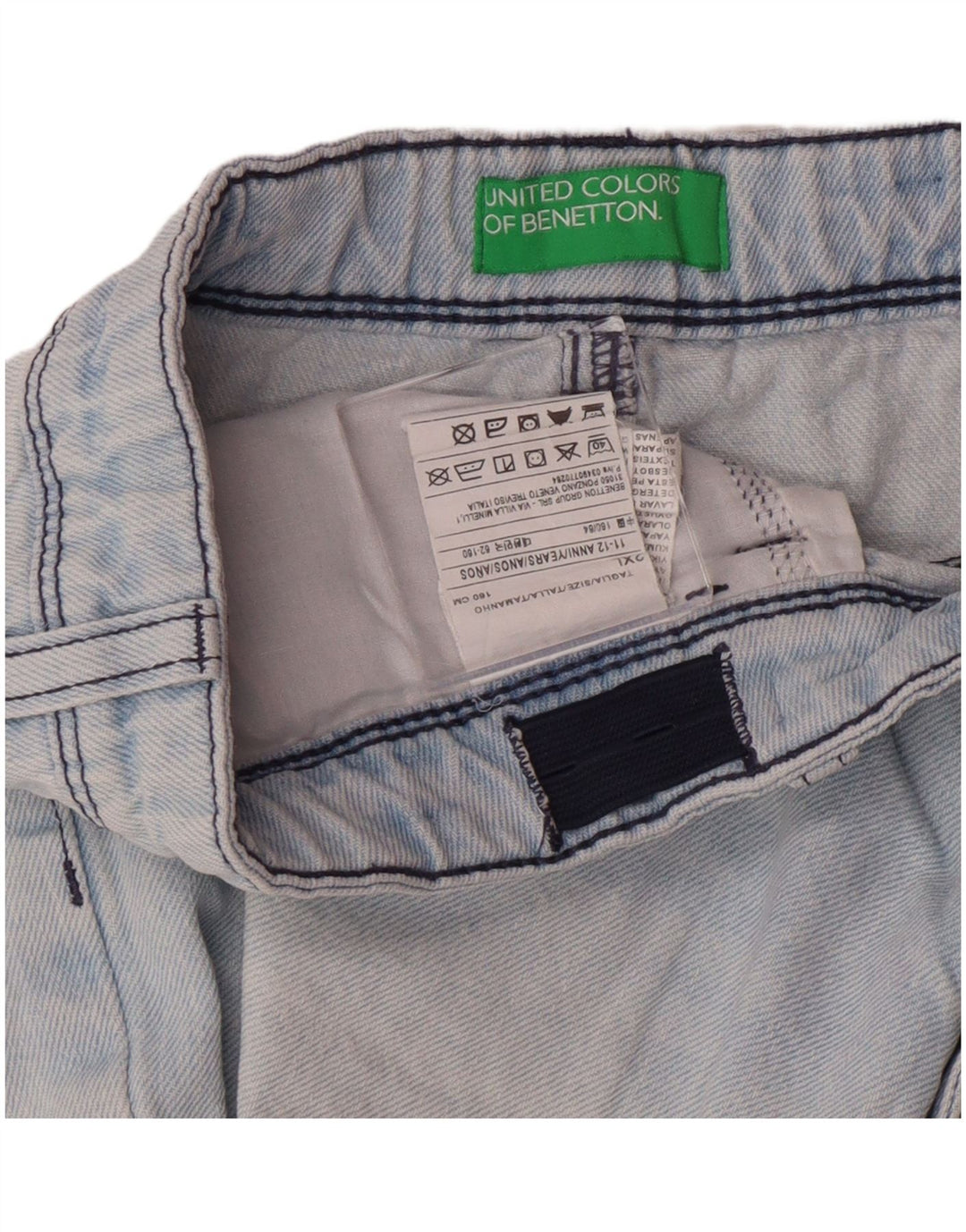 BENETTON Short en Jean Fille 11-12 Ans 2XL W26 Bleu Coton