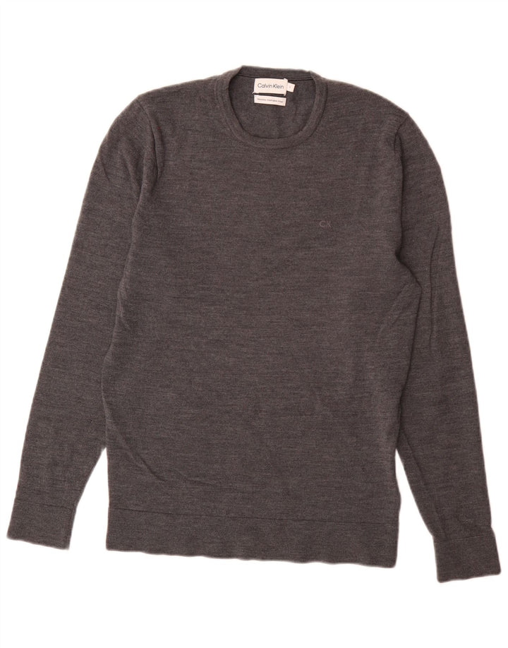 Calvin Klein Pull à col rond pour homme en laine gris petit
