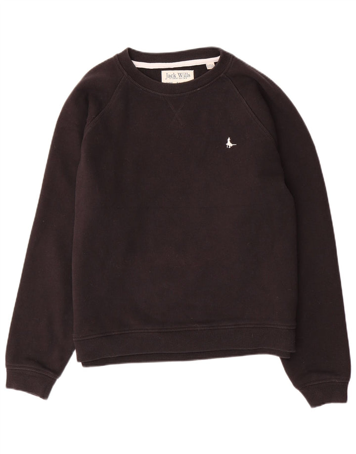 JACK WILLS Sweat-shirt coupe ample pour femme UK 14 Grand coton noir