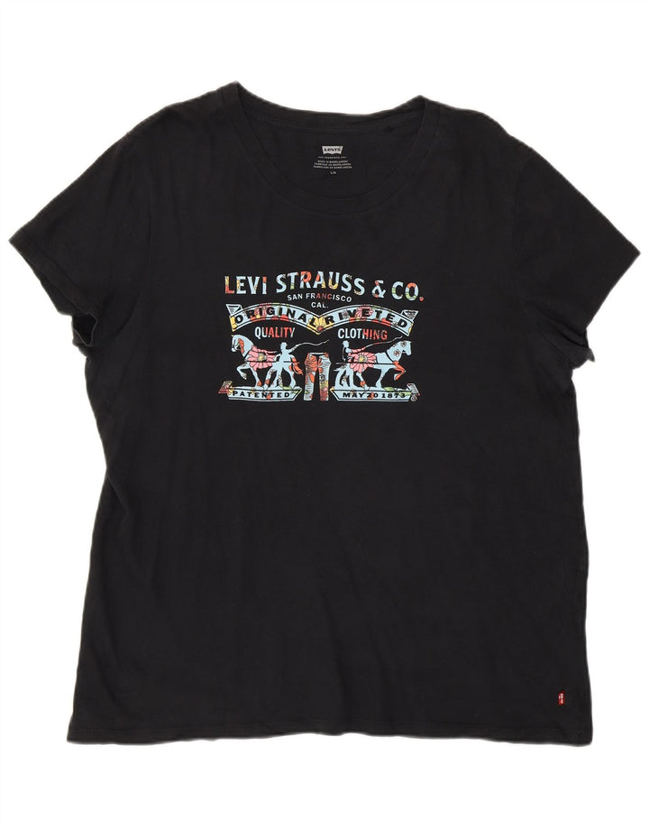 Levi's T-Shirt Graphique Femme UK 16 Large Noir