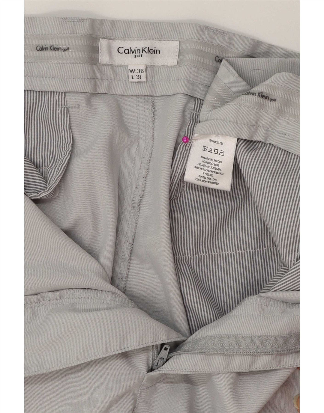 Calvin Klein Pantalon décontracté droit pour homme W36 L31 Gris Polyester