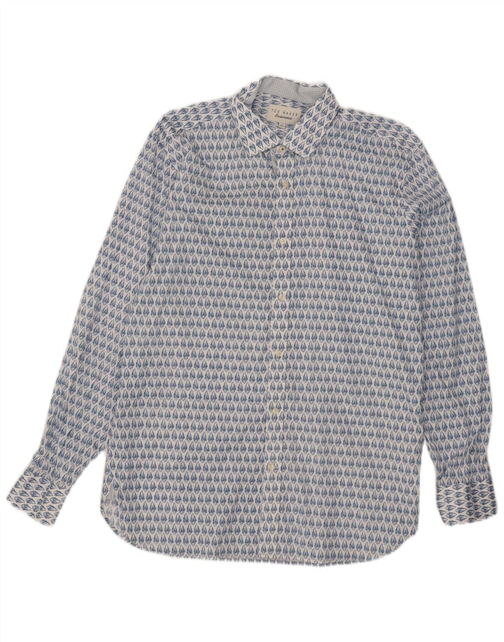 Ted Baker Chemise Homme Taille 16 Grand Coton Floral Bleu