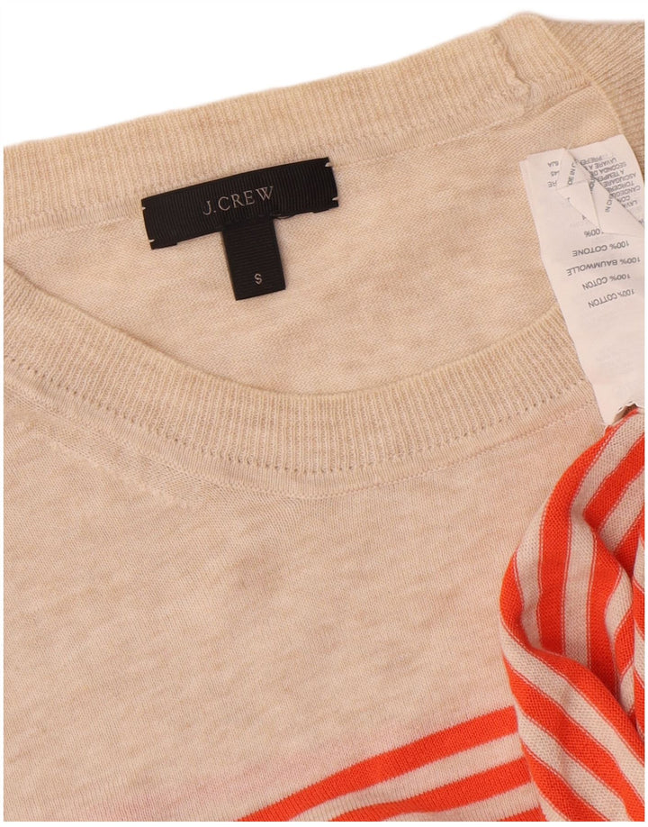 J. Crew Pull ras du cou pour femme US 6 en coton rayé beige moyen