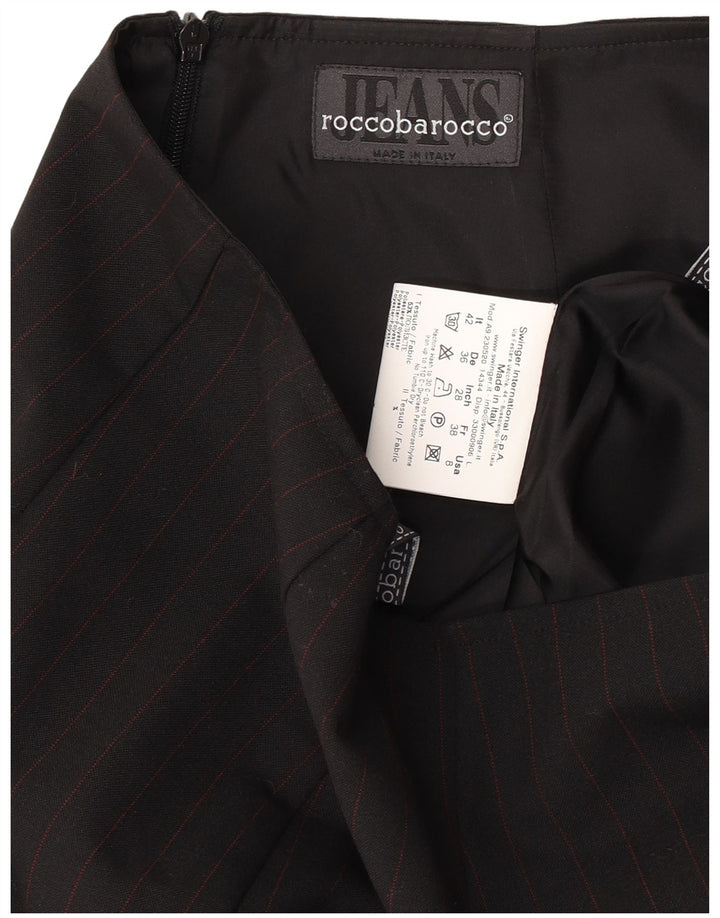 Roccobarocco Jupe crayon pour femme IT 42 Medium W26 Noir à fines rayures