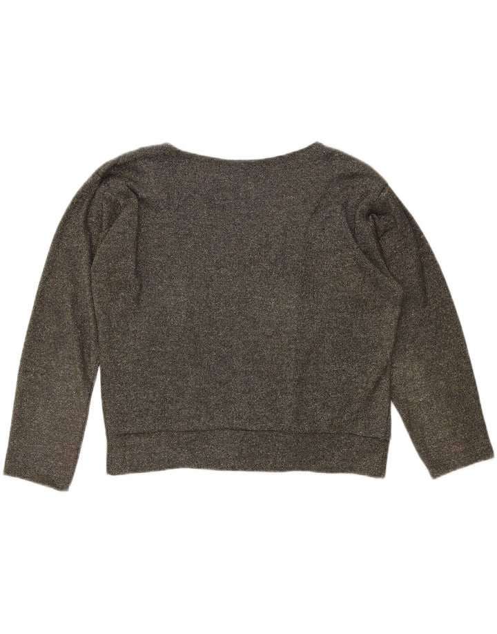 VINTAGE Femme Sweat-shirt graphique surdimensionné Jumper UK 10 Petit Gris