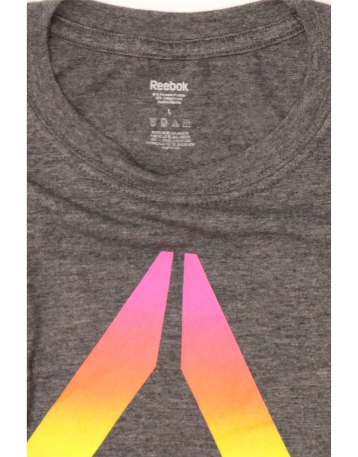 Reebok T-Shirt Graphique Homme Large Gris Polyester