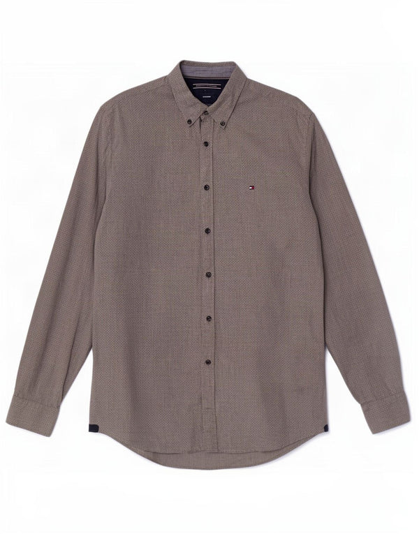 Tommy Hilfiger Chemise New York Fit Homme Large Gris à Pois Coton