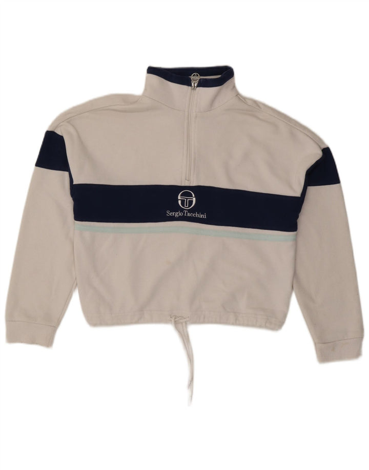 SERGIO TACCHINI Sweat-shirt court surdimensionné pour femme UK 6 XS Blanc