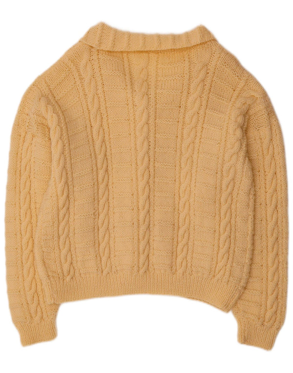 VINTAGE Femmes Crop Cardigan Pull UK 18 XL Beige