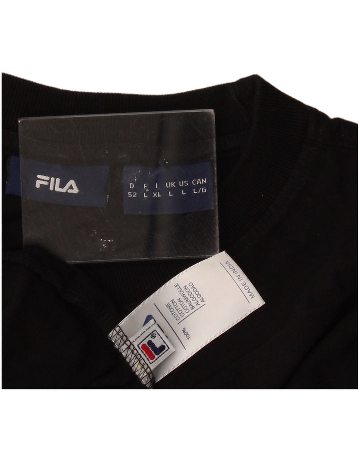 FILA Mens Graphic T-Shirt Top Large Black Cotton
