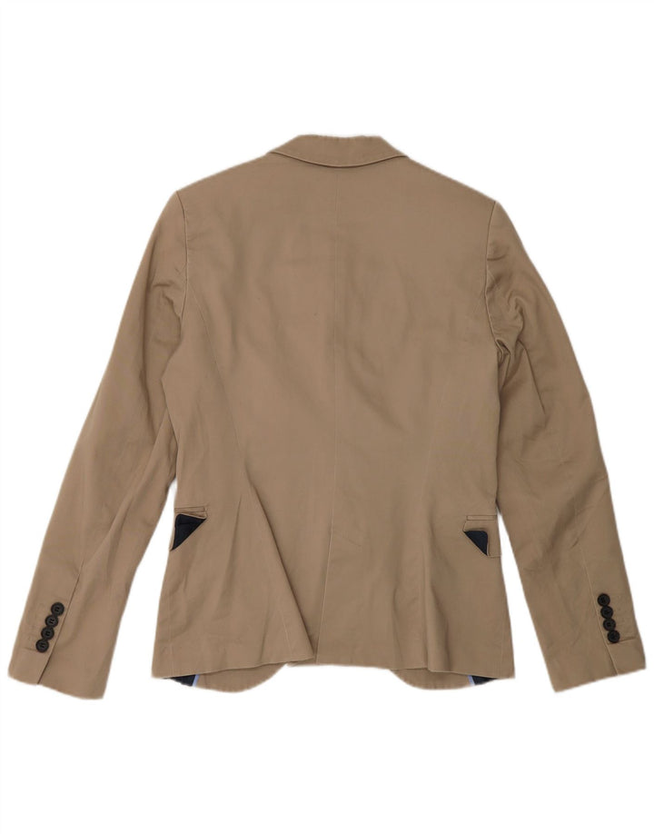 Zara Veste Blazer 1 Bouton Femme UK 12 Coton Beige Moyen