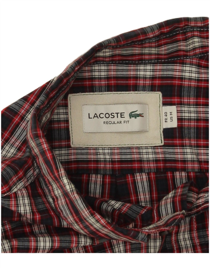 Lacoste Chemise en flanelle coupe régulière pour homme Taille 40 Coton à carreaux rouge moyen