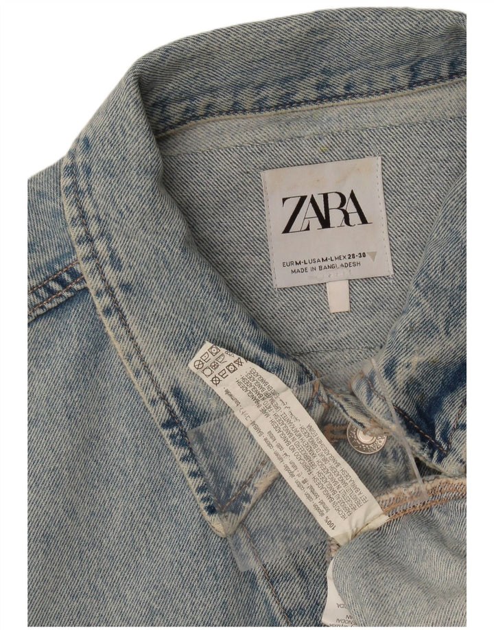Zara Veste en jean surdimensionnée en détresse pour femme UK 14 Coton bleu moyen