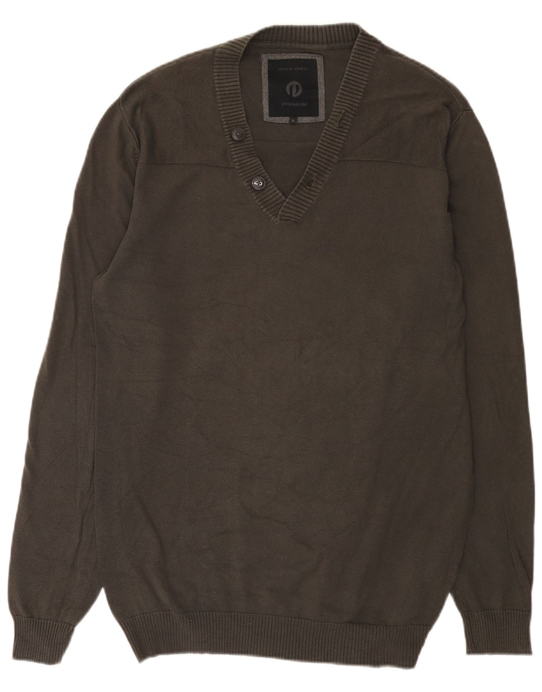 Jack & Jones Pull col V pour homme en coton gris Taille L