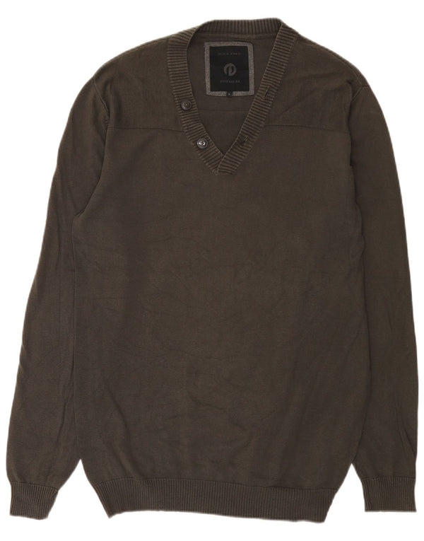 Jack & Jones Pull col V pour homme en coton gris Taille L