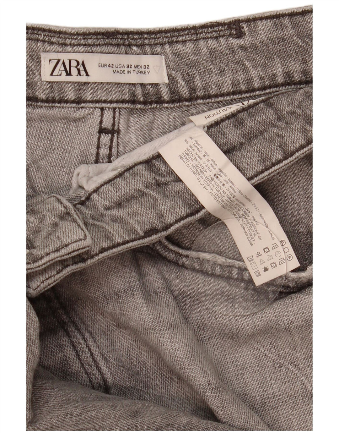 Zara Jean slim vieilli pour homme EU 42 Large W32 L31 Gris Coton