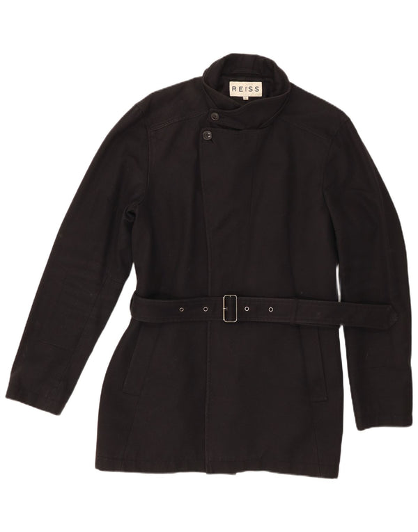 Reiss Manteau pour femme UK 16 Large Noir Coton